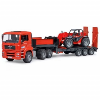 Bruder Nákladné vozidlo MAN TGA s podvalníkom a teleskopickým nakladačom Manitou